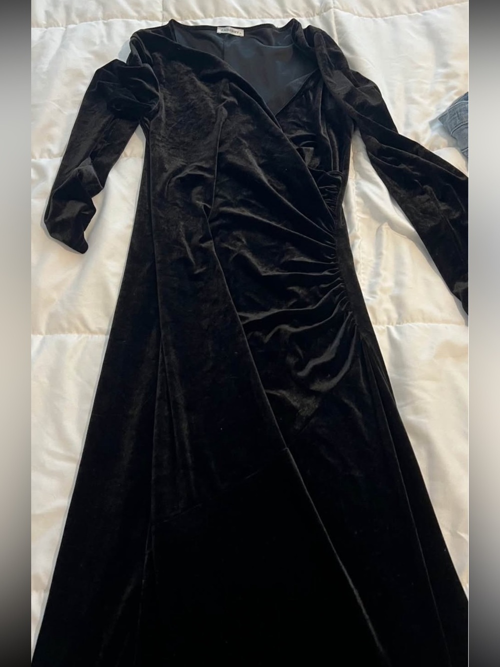 Elegant Black Velvet Wrap Dress by Unknown Brand